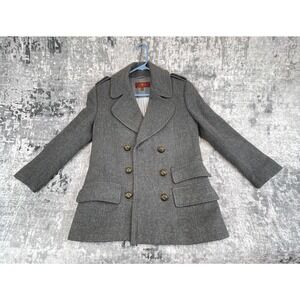 Vtg 7 For All Mankind Wool Blend Military Peacoat Gray Classic Streetwear 90s